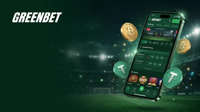 Aplikacja mobilna GreenBet na smartfonie z zakładami i kasynem